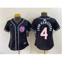 Women's Chicago Cubs #4 Pete Crow-Armstrong 2026 Fashion Replica Black Out Stitched Baseball Jersey(Run Small)