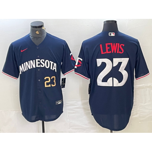 Men's Minnesota Twins #23 Royce Lewis Number 2023 Navy Blue Cool Base Stitched Jerseys