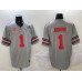 Men's Ohio State Buckeyes #1 Quinshon Judkins Grey 2025 CFP Final With National Champions Patch F.U.S.E. Vapor Limited Stitched Football Jersey