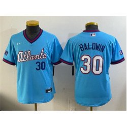 Youth Atlanta Braves #30 Drake Baldwin Powder Blue 2026 City Connect Stadium Stitched Baseball Jersey