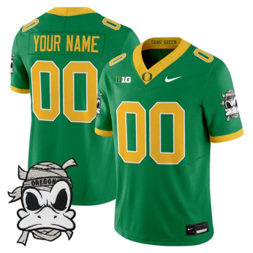 Men's Oregon Ducks Active Player Custom Green 2025 F.U.S.E. Mummy Duck Vapor Limited V1 Stitched Football Jersey