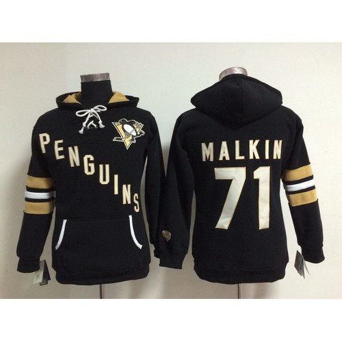 Old Time Hockey Pittsburgh Penguins #71 Evgeni Malkin Black Womens Hoodie