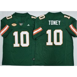 Men's Miami Hurricanes #10 Malachi Toney Green F.U.S.E. 2026 Stitched Football Jersey