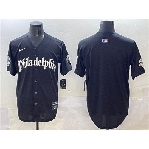 Men's Philadelphia Phillies Blank Black GOTHIC Vapor Limited Stitched Jersey