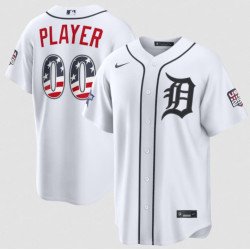 Men's Detroit Tigers ACTIVE PLAYER Custom White 2026 All-Star Edition Stars & Stripes & USA 250 Fourth of July Home Stadium Stitched Baseball Jersey