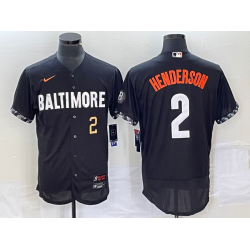 Men's Baltimore Orioles #2 Gunnar Henderson Number Black 2023 City Connect Flex Base Stitched Jersey