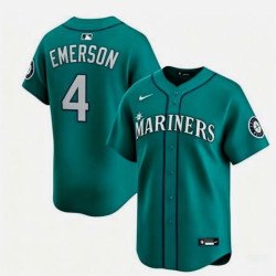 Men's Seattle Mariners #4 Colt Emerson Aqua Limited Stitched jersey