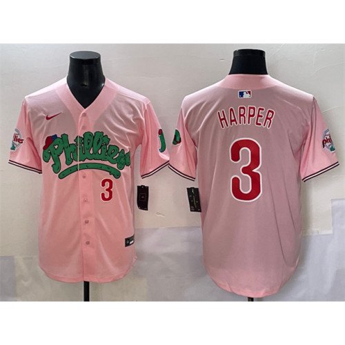 Men's Philadelphia Phillies #3 Bryce Harper Pink Phanatic Limited Stitched Jersey