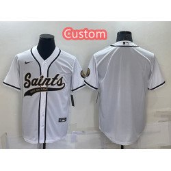 Custom Men's New Orleans Saints White Cool Base Stitched Baseball Jersey