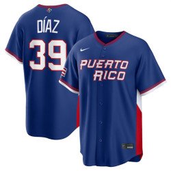 Men's Puerto Rico Baseball #39 Edwin Díaz Blue 2026 World Baseball Classic Road Stadium Stitched Jersey