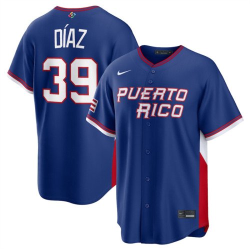 Men's Puerto Rico Baseball #39 Edwin Díaz Blue 2026 World Baseball Classic Road Stadium Stitched Jersey