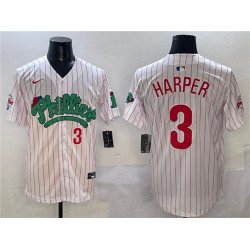 Mens Philadelphia Phillies #3 Bryce Harper White Phanatic Limited Stitched Jersey