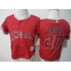Toddler LA Angels of Anaheim #27 Mike Trout Red MLB Majestic Baseball Jersey