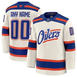 Men's Edmonton Oilers Custom Light Beige Alternate Stitched Hockey Jersey