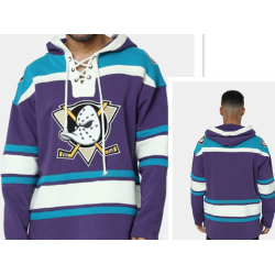 Anaheim Ducks Purple Men's Customized All Stitched Hooded Sweatshirt