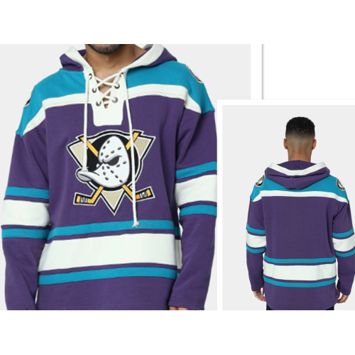 Anaheim Ducks Purple Men's Customized All Stitched Hooded Sweatshirt