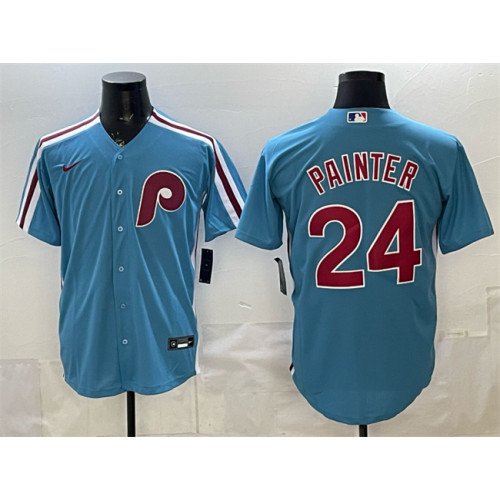 Men's Philadelphia Phillies #24 Andrew Painter Blue Cool Base Stitched Jersey