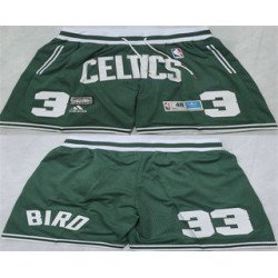 Men's Boston Celtics #33 Larry Bird Green Just Don Shorts
