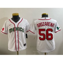 Youth Mexico Baseball #56 Randy Arozarena White 2026 World Baseball Classic Home Stadium Stitched Baseball Jersey