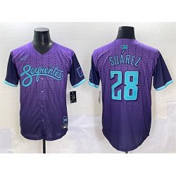 Men's Arizona Diamondbacks #28 Eugenio Suárez Purple 2025 City Connect Limited Stitched Baseball Jersey