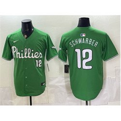Men's Philadelphia Phillies #12 Kyle Schwarber Green Limited Stitched Jersey