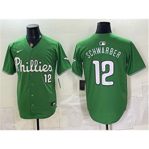 Men's Philadelphia Phillies #12 Kyle Schwarber Green Limited Stitched Jersey