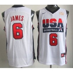 1992 Olympics Team USA #6 LeBron James White Swingman Jersey