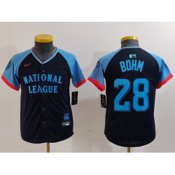 Youth Philadelphia Phillies #28 Alec Bohm Navy 2024 All Star Limited Stitched Jersey