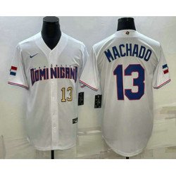 Men's Dominican Republic Baseball #13 Manny Machado Number 2023 White World Baseball Classic Stitched Jersey