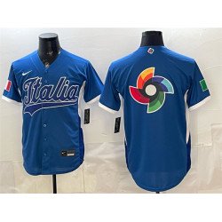 Men's Italy Baseball Blue 2026 World Baseball Classic Big Logo Home Stadium Stitched Jersey