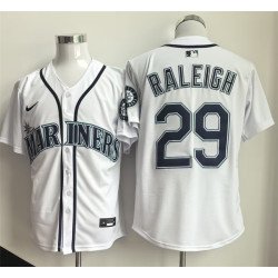 Men's Seattle Mariners #29 Cal Raleigh White Cool Base Stitched Baseball Jersey