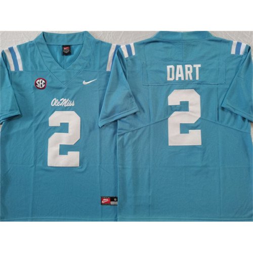 Men's Ole Miss Rebels #2 Jaxson Dart Blue Stitched jersey