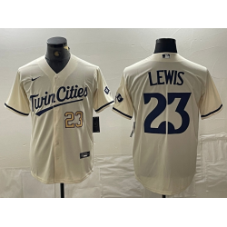 Men's Minnesota Twins #23 Royce Lewis Number Cream Cool Base Stitched Baseball Jerseys