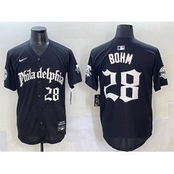 Men's Philadelphia Phillies #28 Alec Bohm Black Gothic Vapor Limited Stitched Jersey