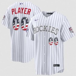 Men's Colorado Rockies Active Player Custom White 2026 All-Star Edition Stars & Stripes & USA 250 Fourth of July Home Stadium Stitched Baseball Jersey