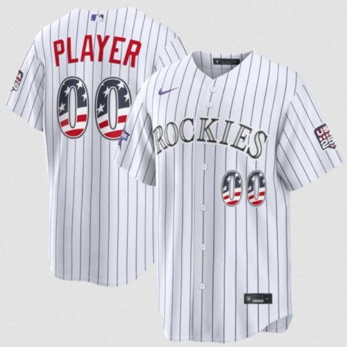 Men's Colorado Rockies Active Player Custom White 2026 All-Star Edition Stars & Stripes & USA 250 Fourth of July Home Stadium Stitched Baseball Jersey