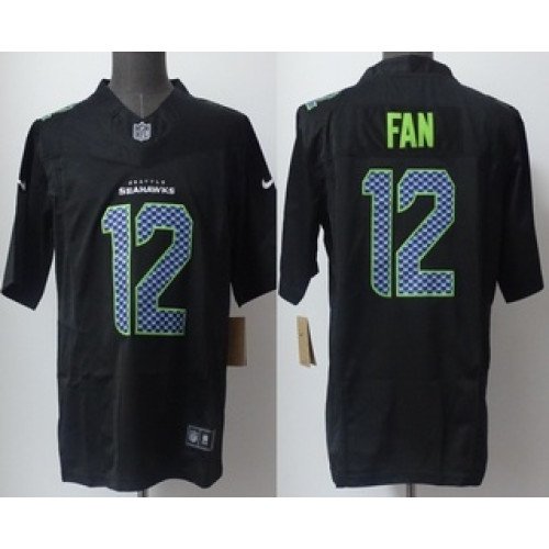 Men's Seattle Seahawks #12 Fan Limited Black Fashion FUSE Vapor Jersey