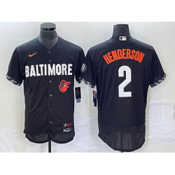 Men's Baltimore Orioles #2 Gunnar Henderson Black 2023 City Connect Flex Base Stitched Jersey 1