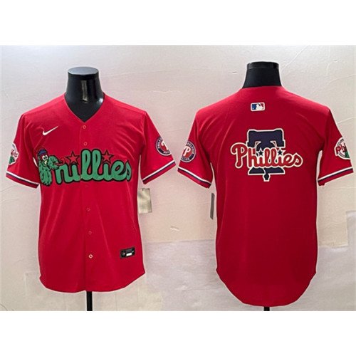 Men's Philadelphia Phillies Team Big Logo Red Phanatic Limited Stitched Jersey