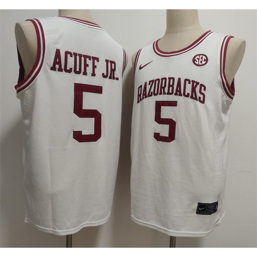 Men's Arkansas Razorbacks #5 Darius Acuff Jr. White Stitched Football Jersey