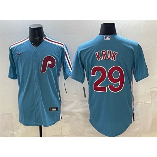 Men's Philadelphia Phillies #29 John Kruk Blue Cool Base Stitched Jersey
