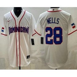 Men's Dominican #28 Austin Wells White 2026 World Baseball Classic Cool Base Jersey
