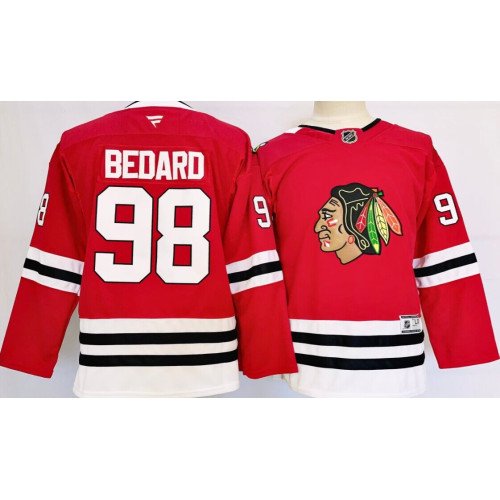 Youth Chicago Blackhawks #98 Connor Bedard Red Stitched Hockey Jersey