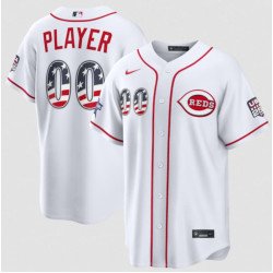 Men's Cincinnati Reds Active Player Custom White 2026 All-Star Edition Stars & Stripes & USA 250 Fourth of July Home Stadium Stitched Baseball Jersey