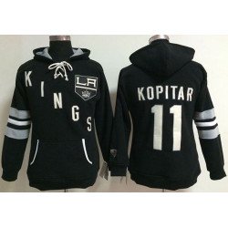 Los Angeles Kings #11 Anze Kopitar Black Women's Old Time Heidi NHL Hoodie