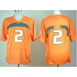 Miami Hurricanes #2 With No Name Orange Jersey