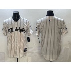 Men's Philadelphia Phillies Blank Cream Pinstripe Gothic Vapor Limited Stitched Jersey