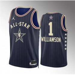 Men's 2024 All-Star #1 Zion Williamson Navy Stitched Basketball Jersey