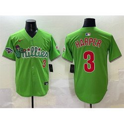 Men's Philadelphia Phillies #3 Bryce Harper Light Green Phanatic With 2024 Division Champions Patch Limited Stitched Jersey