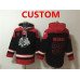 Men's Chicago Blackhawks Custom Black Lace-Up Pullover Hoodie